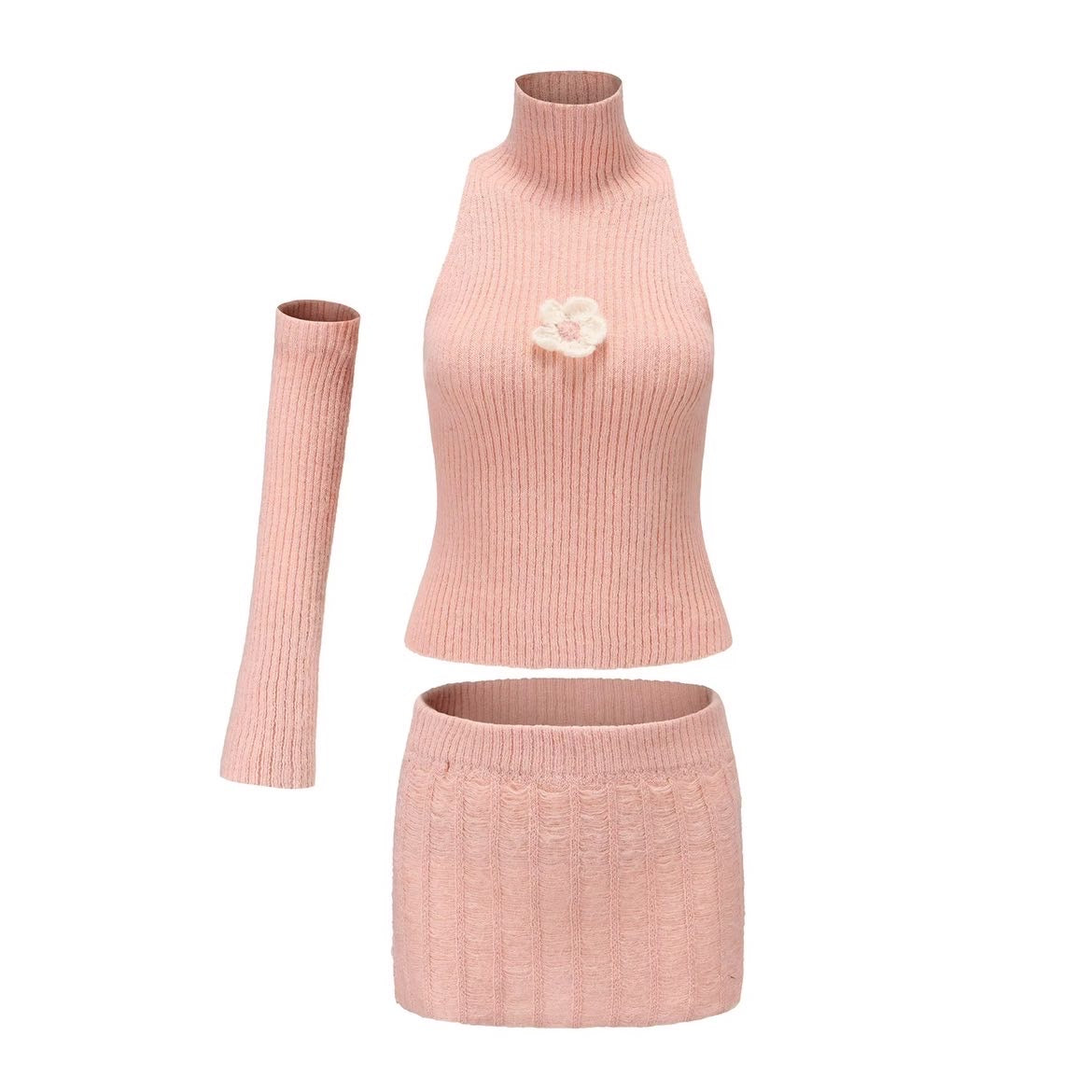 Pink Flower Knit Suit